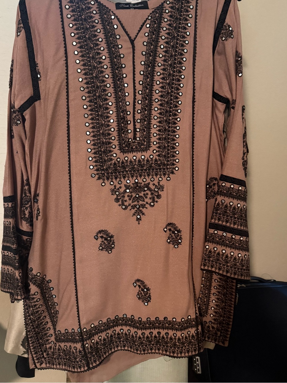 Dusty Rose Embellished baloachi style outfit Button-Down Shirt